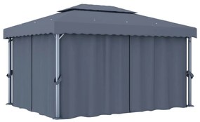 antracitszürke alumíniumpavilon függönnyel 4 x 3 m