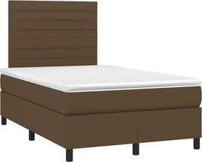 vidaXL sötétbarna szövet rugós ágy matraccal 120 x 190 cm