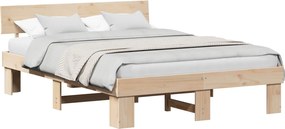 vidaXL Ágykeret fejtámlával Természetes 160 x 200 cm Tömör fenyőfa