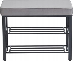 Előszobai Pad Kárpitozott Cipőspolc Loft Könyvespolc Velúr Szürke 60cm