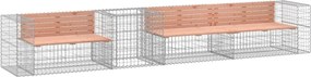 vidaXL tömör duglászfenyő kerti pad gabion kosárral