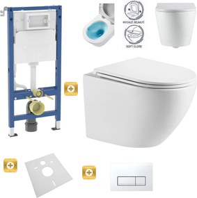 Akasztókészlet GEBERIT Duofix Basic + WC LENA Perem nélküli 48 x 36 cm + gomb + ülés, fehér, 3322XX00 + 39040100