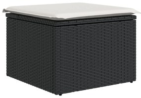 Kerti kanapészett 7-es szett Bézs, Fekete Rattan, Poliészter párnák
