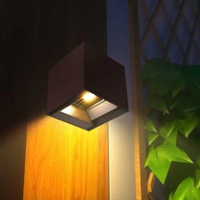 LED napelemes fali lámpa szenzorral LED/9W/3,7V 3000/4000/5000K IP65 barna