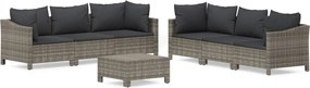 vidaXL 7 részes szürke polyrattan kerti ülőgarnitúra párnákkal