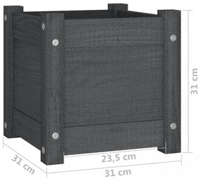 szürke tömör fenyőfa kerti virágtartó 31 x 31 x 31 cm
