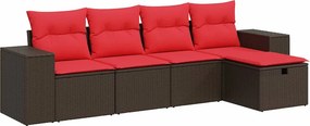vidaXL 5 részes barna polyrattan kerti ülőgarnitúra párnával