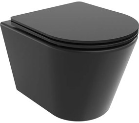 Mexen Rico perem nélküli wc csésze leeresztő automatikás ülőkével, Duroplaszt, Fekete matt - 30721085