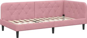 vidaXL Sarokágy keret fejtámlával Rózsaszín 90 x 190 cm Bársony