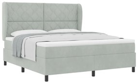 Boxspring Ágy Matrac Kép Szürke 180x200 cm Bársony