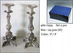 2 x Ezüst gyertyatartó, öregített ón