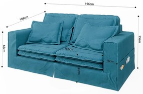 Világoskék kanapé 196 cm Nora – Ropez