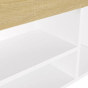 fehér és sonoma tölgy színű cipőtároló pad párnával 104x30x49cm