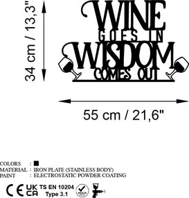 Wine fém fali dekoráció, 55×34 cm