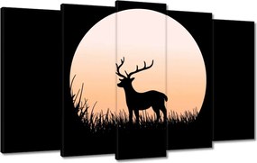 Vászonkép 100x60 Szarvas sziluett éjszaka