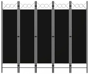 Fekete 5 paneles paraván 200 x 180 cm