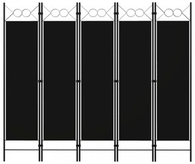 fekete 5 paneles paraván 200 x 180 cm