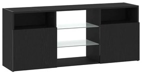fekete tölgy szerelt fa TV-szekrény LED-ekkel 120x30x50 cm
