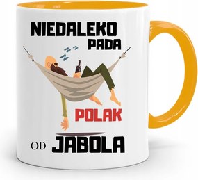 Sárga Vicces Bögre Mellette Esik A Pólus, fényképes nyomattal