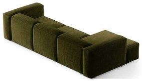 Zöld kordbársony sarokkanapé (bal oldali-heverő résszel) Bergamo – Cosmopolitan Design