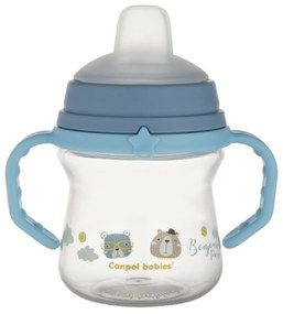 Kiömlésmentes pohár Canpol Babies puha szájkosárral - Bonjour, kék, 150 ml