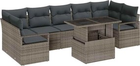 vidaXL Kerti Kanapé Szett párnával 8 pcs Szürke polirattan