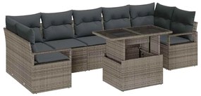 vidaXL Kerti Kanapé Szett párnával 8 pcs Szürke polirattan