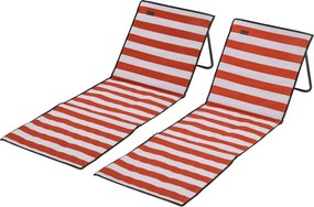 Outsunny 2 részes Strandmatrac Szett, Összecsukható Strandfotel Hordozó Táskával, Állítható Háttámla, Napozó 110 kg Teherbírással, Strandmatrac, Magaz