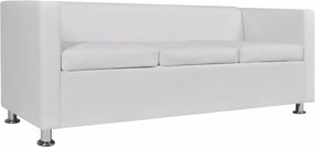 Fehér 3 személyes és 2 személyes karfás műbőr kanapészett