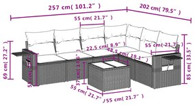 7 részes fekete polyrattan kerti ülőgarnitúra párnával