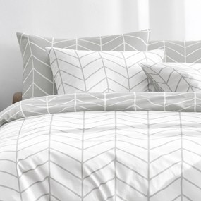 Goldea pamut ágyneműhuzat - cikcakk fehér és szürke 200 x 200 és 2db 70 x 90 cm