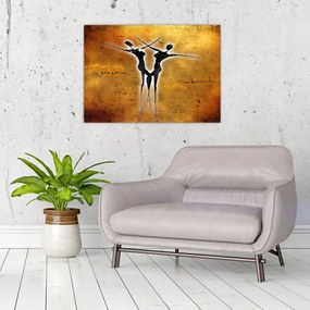 Festmény képe egy táncoló párról (üvegen) (70x50 cm)