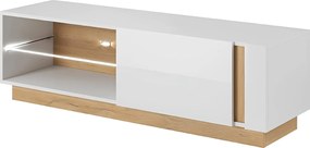 RTV asztal 138, fehér/tölgy grandson/magasfényű fehér, CITY