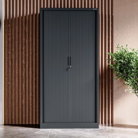 Fém szekrény harmonika ajtókkal DAMIAN, 900 x 1850 x 450 mm, antracit