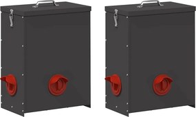 vidaXL Csirke etető 2 pcs Fekete 32,5 x 20,5 x 43 cm