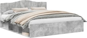 vidaXL Ágykeret fejtámlával Beton 200 x 200 cm Tömör fenyőfa