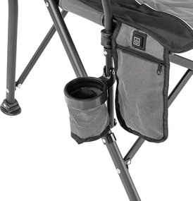 Leziter Premium fűthető karfás horgász szék pohártartóval szürke