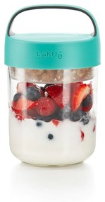 To Go leves/joghurt ételhordó müzlitartóval és türkizkék tetővel, 400 ml - Lékué