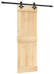 Tömör fenyőfa tolóajtó fémszerelék szettel 70 x 210 cm