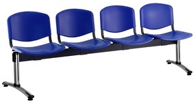 ISO műanyag pad, 4 üléses - króm lábak, kék