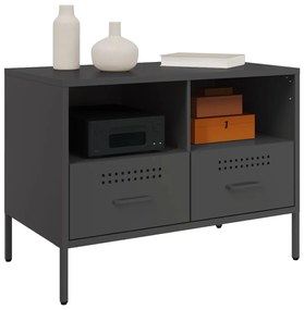 2 db fekete acél TV-szekrény 68 x 39 x 50,5 cm