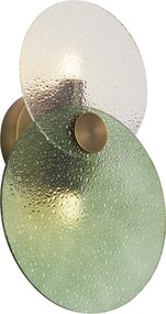 Art Deco fali lámpa sötét bronz zöld és átlátszó üveggel kétlámpás - Text