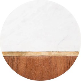 MARBLE KITCHEN márvány/fa alátét sárgaréz csíkkal, Ø 30 cm