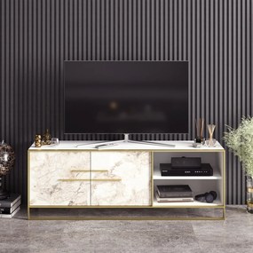 TV asztal/szekrény Poppy (arany + fehér). 1072140