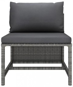 szürke elemes polyrattan középső kanapé párnákkal