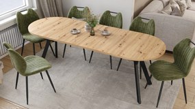 Mazzoni Ovális bővíthető ALMO asztal Artisan Tölgy / fekete lábakkal