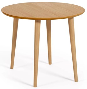 Natúr színű kerek bővíthető étkezőasztal tölgyfa dekorral ø 90 cm Oqui – Kave Home