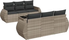 vidaXL 7 részes világosszürke polyrattan kerti ülőgarnitúra párnákkal