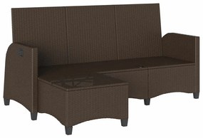 L-alakú barna polyrattan fekvő kerti kanapé párnákkal