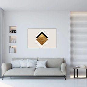 Kép - Absztrakció arany és fehér N⁰1 (90x60 cm)